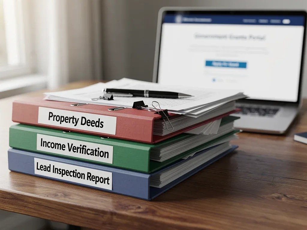Organized documents for federal lead abatement grant application