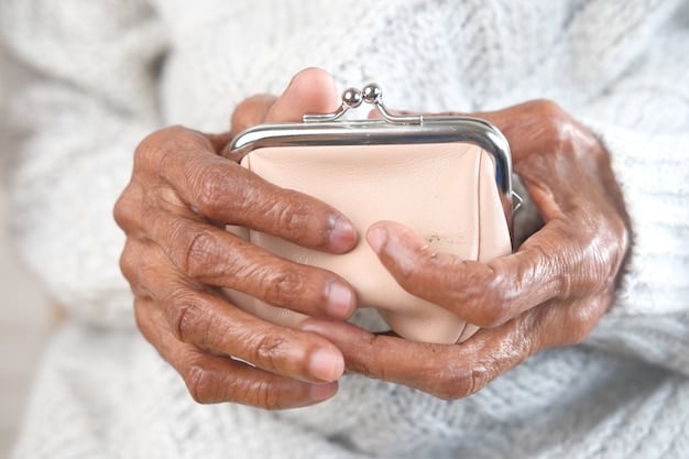A close-up shot of an elderly woman's hands holding her Social Security card, symbolizing the importance of Social Security for retirees. The image focuses on the hands to convey a sense of care and support.