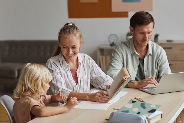 A family sitting at a table, reviewing documents related to state benefit programs. The image should convey a sense of complexity and the need for understanding eligibility requirements.