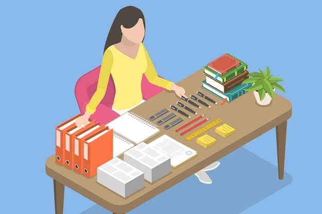 A person organizing documents related to income, residency, and household size, with organized folders and a calculator visible.