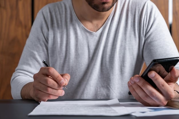 A close-up shot of a person carefully filling out a tax credit form with a pen, highlighting key sections such as 