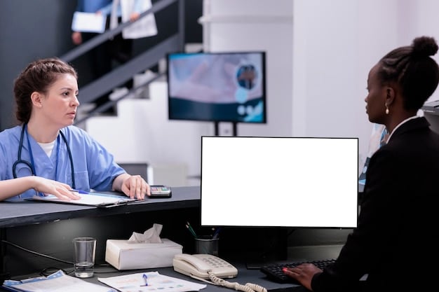A doctor examining a veteran, symbolizing the medical support available through veterans benefits. The setting is a clean, well-lit clinic with modern equipment visible in the background.