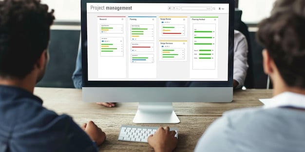 A screenshot of a project management dashboard showing tasks, timelines, and progress bars for a grant application project. The dashboard includes features for team collaboration and document sharing.